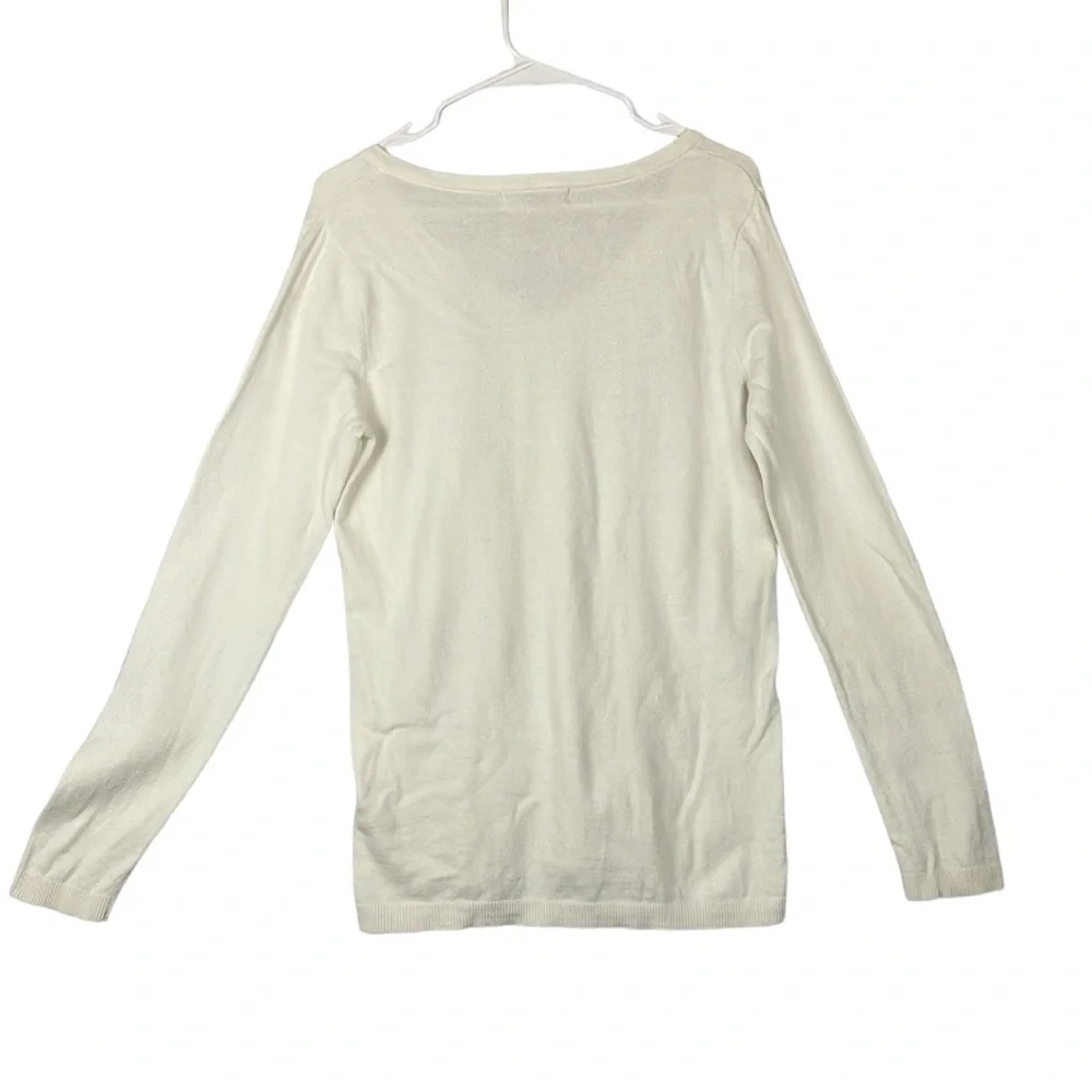 Eddie Bauer cotton and wool blend off white sweater preppy natural minimalist